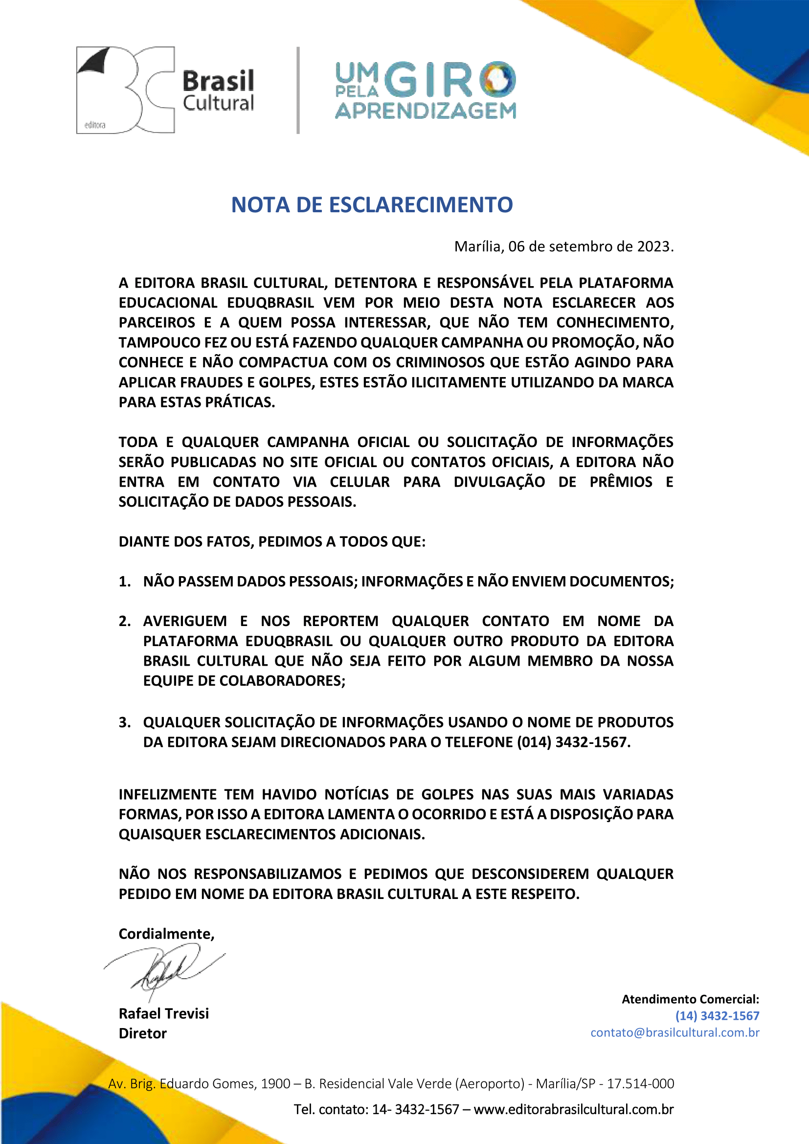 nota de esclarecimento